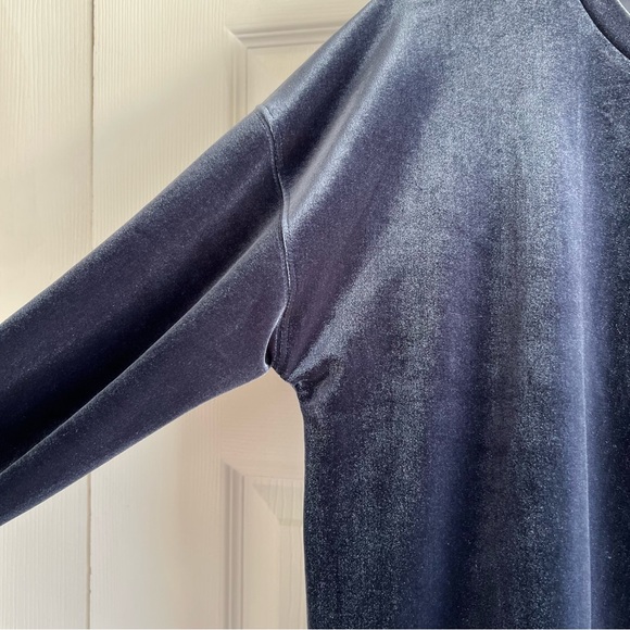Madewell Velvet Balloon-Sleeve Sweatshirt Deep Blue Stretch Soft Boho Preppy S - Picture 4 of 8